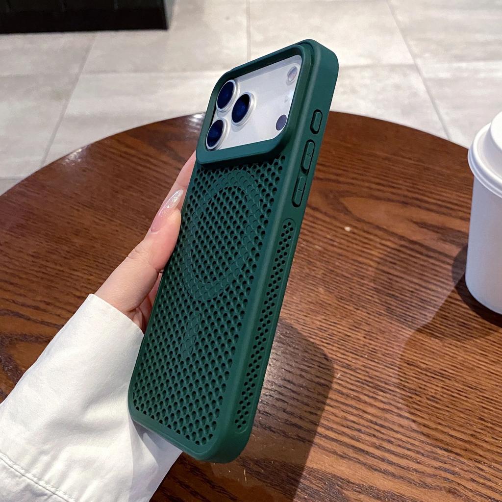 Hohlmaschen-Kühlung für Magsafe Handyhülle für iPhone 17 Air 16 15 14 13 12 11 Plus Pro Max Atmungsaktive Waben-Magnetabdeckung