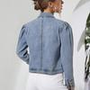 Women's Distressed Retro Pleated Denim Jacket - Versatile Style
