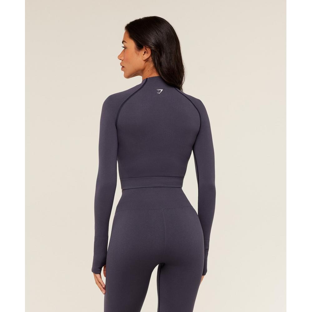 Gymshark Jachetă Vital Midi cu Fermoar și Glugă Mov Închis Melanj B5a9q Pcd7