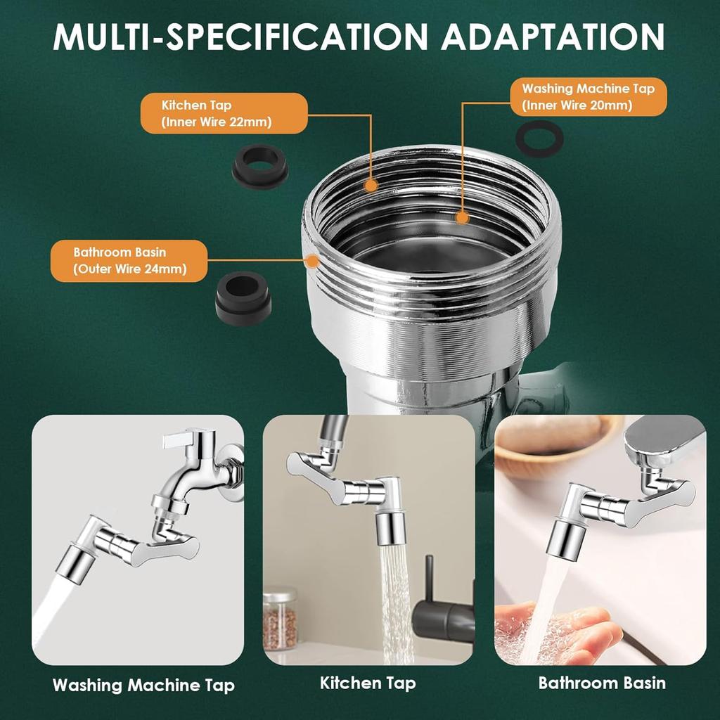 Kitchen Faucet Extender With Filter 2 Modes Metal Universal Swivel Bubbler Nozzle Sprayer 1080° Rotate Filtered Faucet Extension