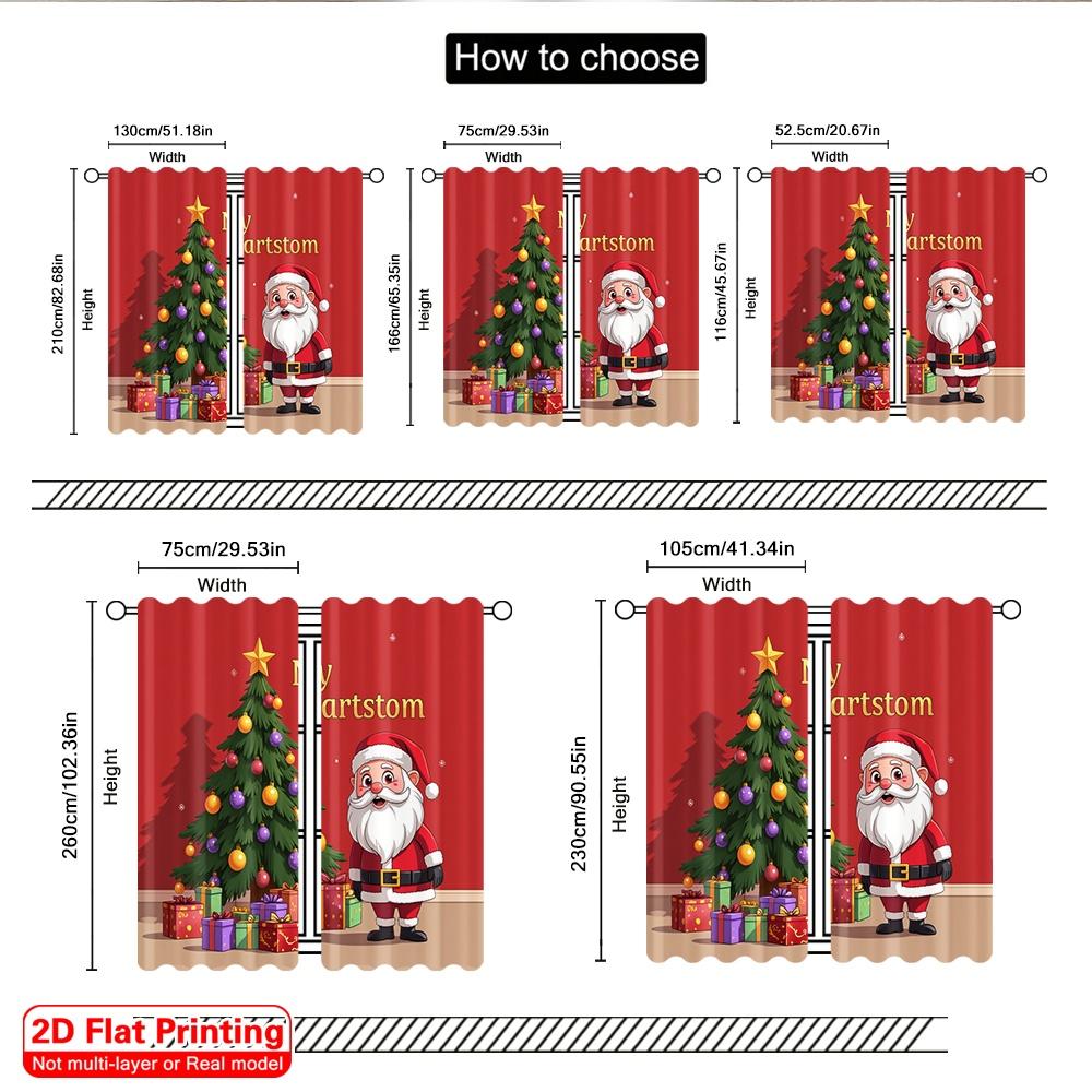 2pcs 2D flat printing Merry Christmas Popular Drapes christmas my partstom santa Polyester Without Electricity Festive Wall