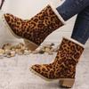 Mittelhoher Absatz Blockabsatz Moderne Stiefel Leopard Knöchel Damen Schuhe im Angebot 2025 Mode Slipper Winter Neuheit Damenstiefel