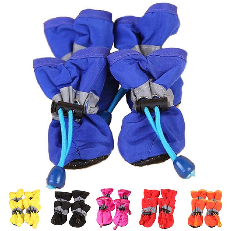 4pcs/set Waterproof Pet Dog Shoes Anti-slip Rain Boots Footwear for Small Cats Dogs Puppy Dog Pet Booties Pet Paw Accessories