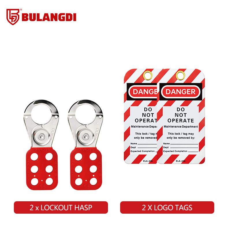 1set Loto Hasps and Loto Tags for Lockout Station Safety Padlock Kit Steel Lock Nylon Handle Insulation 6-hole Plastic Buckle K01-1 SET1