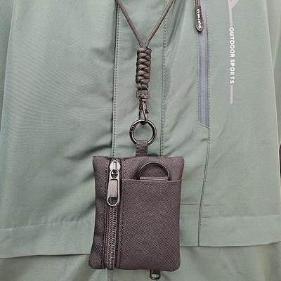 Męska mała torba na szyję do użytku zewnętrznego z uchwytem na karty, portmonetką na monety, uchwytem na klucze, kieszenią na słuchawki Bluetooth i smyczą dla studentów i osób starszych