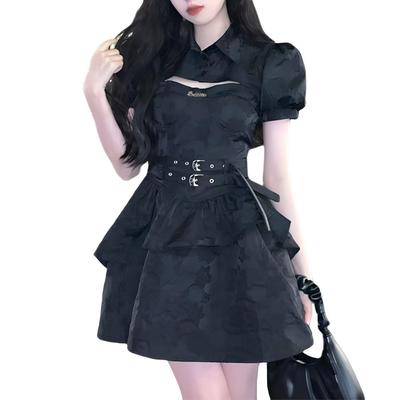 [AOTYP] Idol Cosplay Costume, Gothic, Black, Sleeveless, Mini Dress, Performance Clothing, Event, Party, Cosplay, Costume, Costume, Christmas
