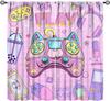 Cool Game Curtains For Boys Bedroom, Green Blue Flame Video Game Graffiti Game Controller Outer Space Stars Print Window Drapes