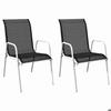 Maison Exclusive - Stackable Garden Chairs Set of 2 Steel and Textilene Black
