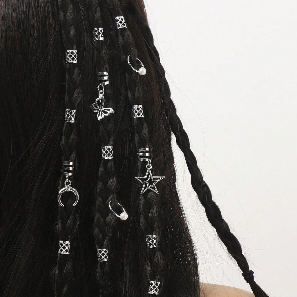 25 Stück Dreadlock Haarringe Verstellbare Manschetten Clip Haarflechten Dirty Braids Perle Haarnadel Haarschmuck Kopfbedeckung für Frauen Mädchen