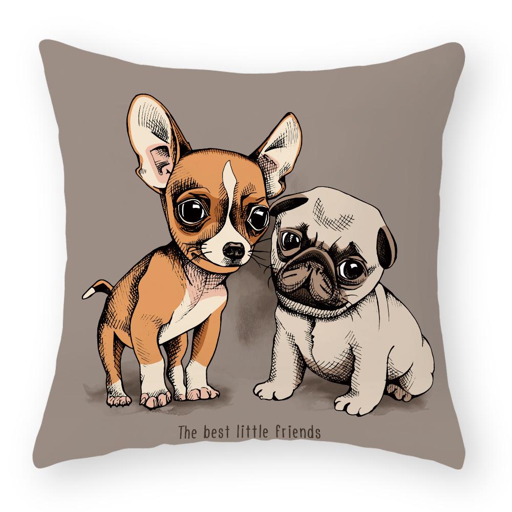 European and American Cartoon Dog Pillow Cover Peach Leather Velvet Print Pillow Cover Cushion Pillow Cover Car Sofa Waist