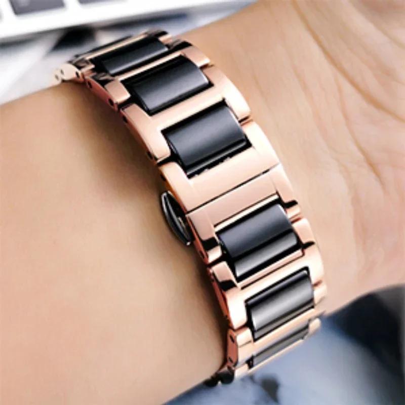 Ceramic+Metal Strap For Samsung Galaxy Watch Ultra 47mm Women/Man Luxury Bracelet Band Galaxy Watch 7 Ultra Stainless Steel Belt