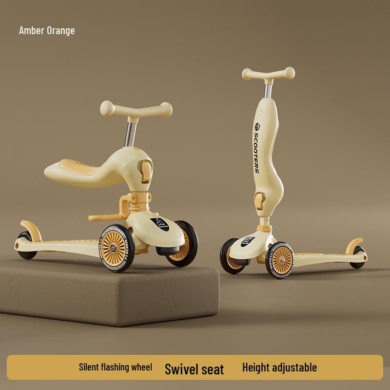 6-in-1 Children's Flashing Scooter: Push, Sit, or Pedal for Ages 1-5
