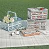 Outdoor Folding Portable Picnic Basket Portable Camping Storage Plastic Frame Large Supermarket Shopping Basket Storage Box