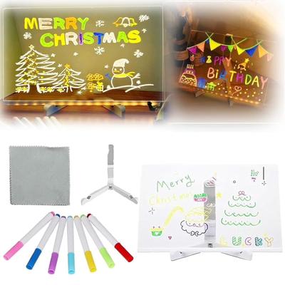 Kinder Handgemachtes Abwischbares Bemaltes Acryl Gekritzel DIY Notizblock Tafel LED Glasmalerei Nachtlicht(6ml)
