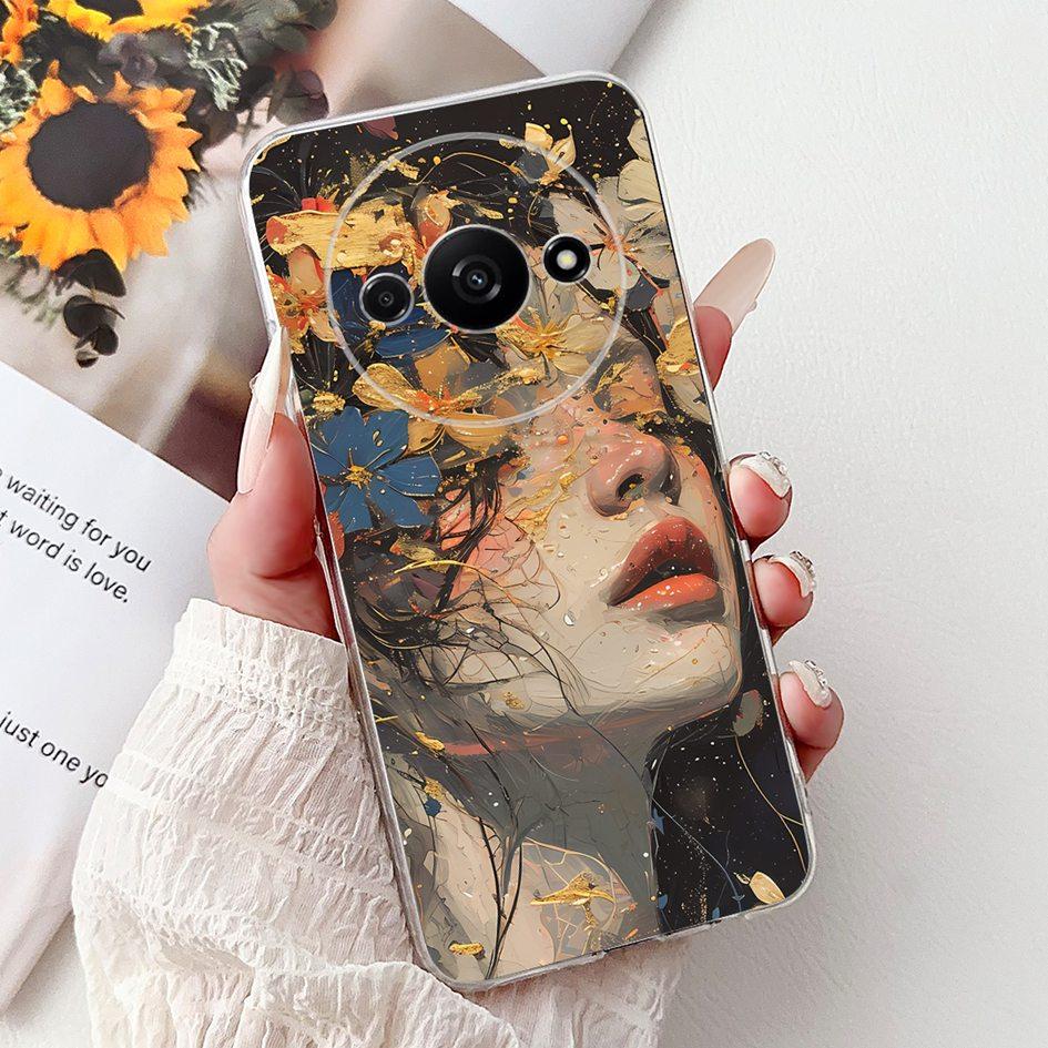 Hülle Für Xiaomi Redmi A3 A3x Handyhülle Neu Stylisch Blumenmädchen Muster Weiches Silikon Rückseite Funda Für Xiaomi Poco C61 C 61 Capa