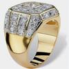 Personality Fashion Domineering Luxury Sparkle Square-cut Cubic Zircon Octagon Ring for Men Hip-hop Personality Finger Jewelry