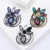 Rhinestone Flower Brooches for Women Unisex Trendy Multicoloured Crystal Glasses Pin Office Party Friend Gifts Accessories
