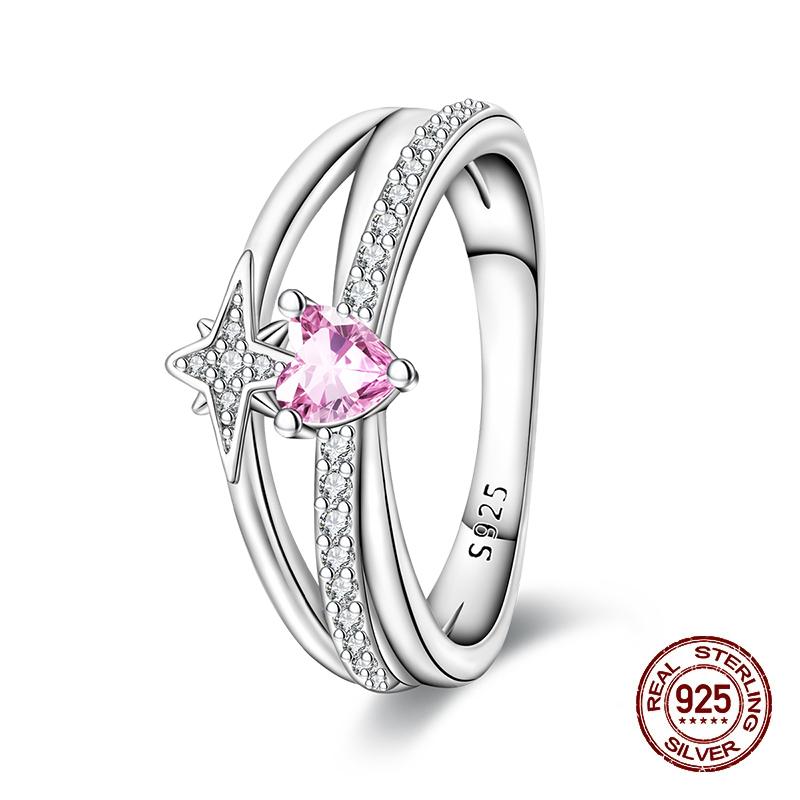 New Valentines Day Rings Sweet Pink Zircon Princess Bows Size 79 Ideal For Women copper Ring Romantic Fine Jewellery Birthday Gift