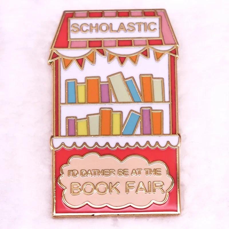 Shmik Cute Books Collection Letters Metal Enamel Pins Romantic Reader Club Magic Flowers Library Card Badge Punk Brooch