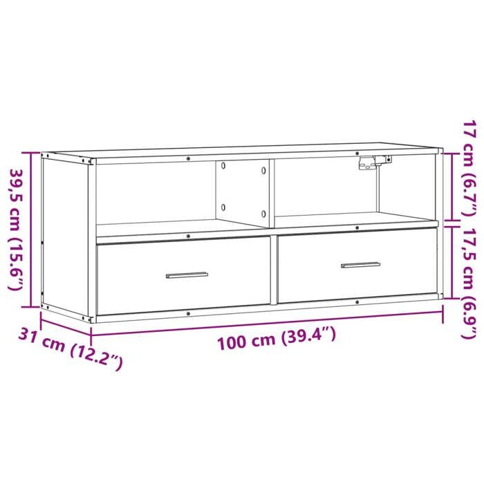 VidaXL Meuble TV noir 100x31x39,5 cm bois d'ingénierie et métal, support TV, armoire média, console TV, meuble HiFi, centre 848929