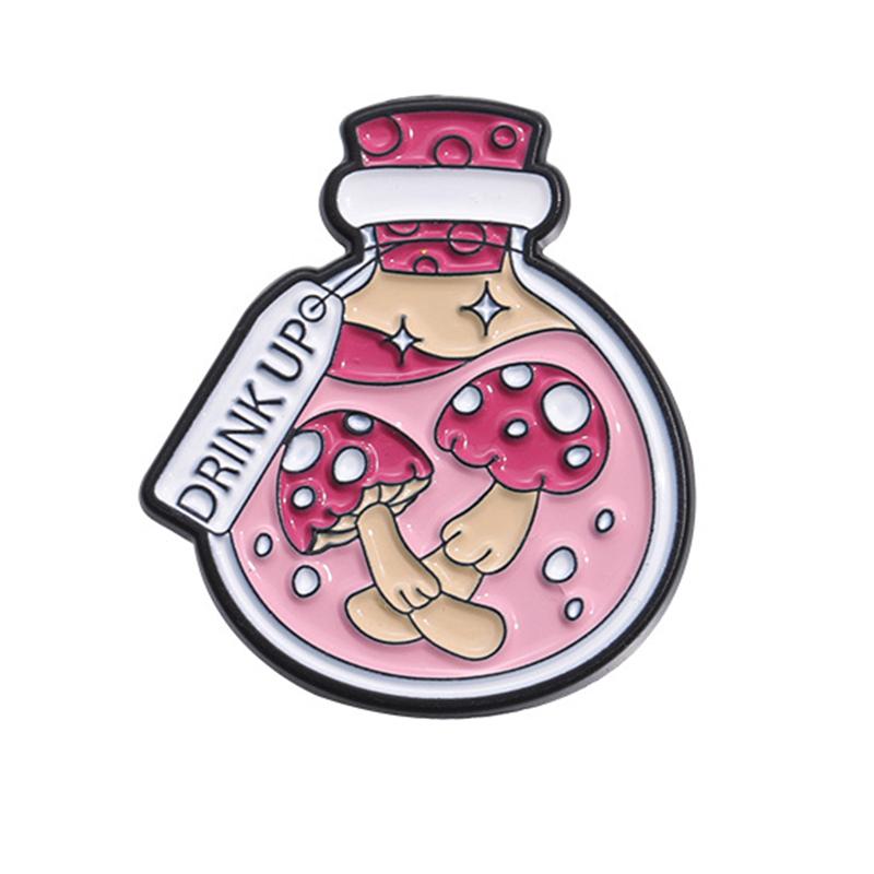 Cartoon Wishing Bottle Enamel Pins Marine Creatures Mushroom Planet Starry Bottle Brooches Lapel Badge Jewelry Gifts for Friends