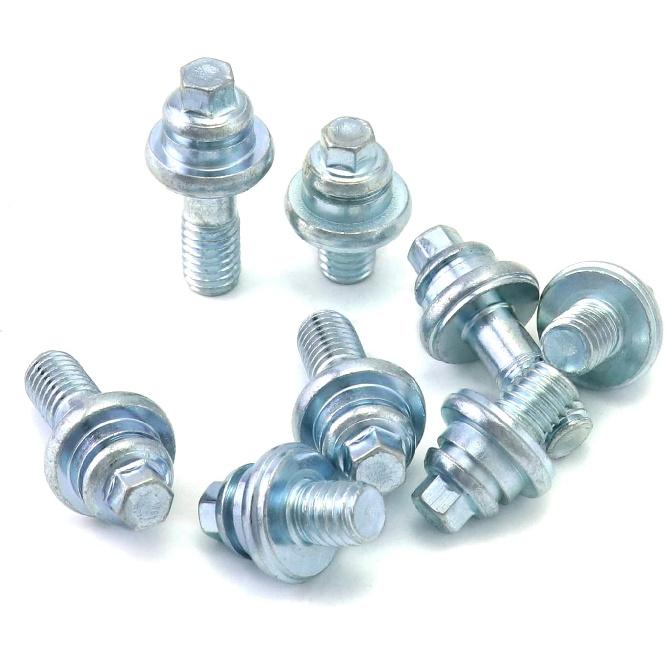 QWORK Side Post Battery Terminal Bolt, 4 Pairs 3/8" Standard Battery Terminal Stud Connector, Battery Binding Post Extender Stud Kit, (2 Different