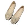 Single shoes women's autumn new temperament light mouth square head pearl square buckle gentle flat shoes women