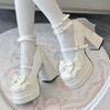Bow Women Heeled Sandals Platform Mary Jane Shoes Woman Summer 2025 Trend Lolita Elegant Dress Chunky Pumps Zapatillas De Mujer