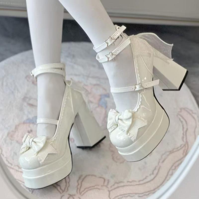 Bow Women Heeled Sandals Platform Mary Jane Shoes Woman Summer 2025 Trend Lolita Elegant Dress Chunky Pumps Zapatillas De Mujer