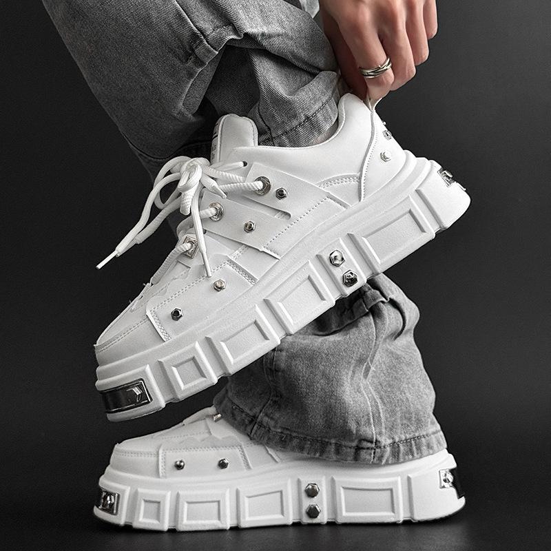 High Quality Men's Platform Shoes New Punk Skate Shoes Fashion Metal Rivet Decoration Casual Shoe Designer Shoes Zapatos Hombre