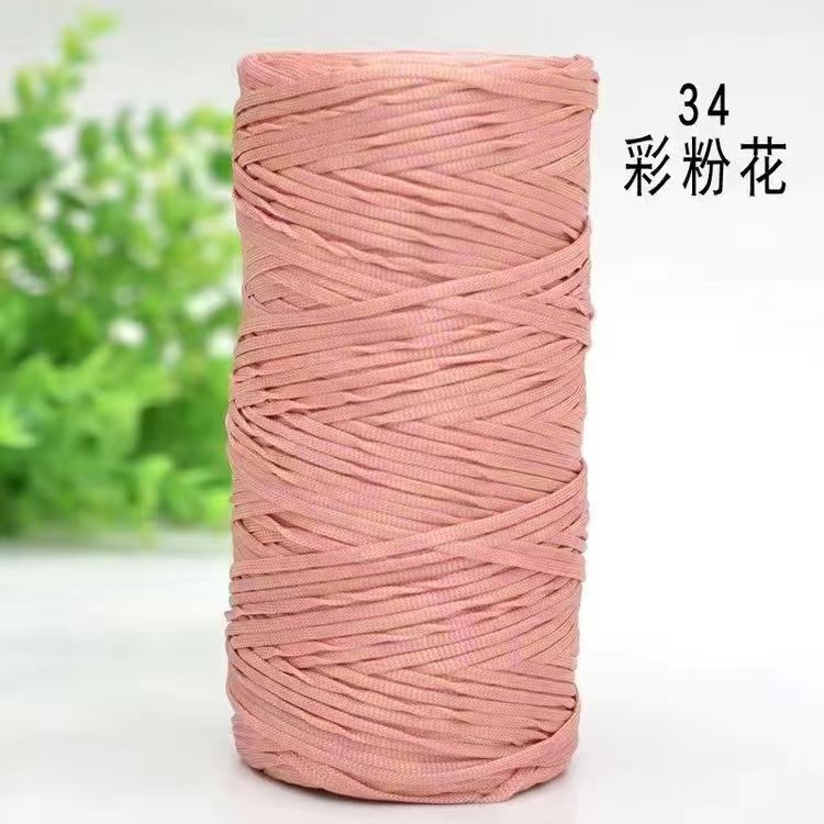Flat Belt Wool, Light Body Ice Silk Mercerized Cotton Linen, Hand-Woven Crocheted Diy Hook Bag, Hat Seat Cushion, Hollow Thread