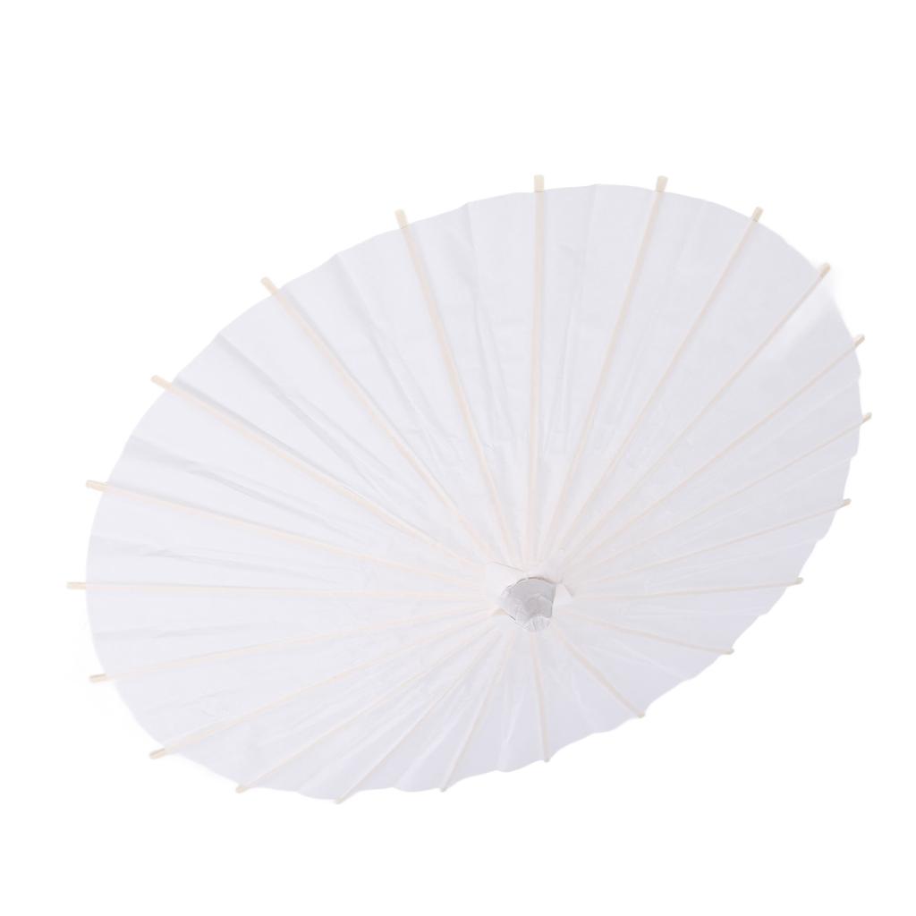 White Color Paper Decorative Umbrella Parasol School Decor Photo Prop (60cm)