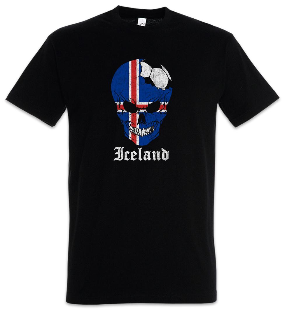 Iceland Football Skull I T-Shirt Mens Womens Tees Top icelandic Soccer Flag Banner World Championship 3XL