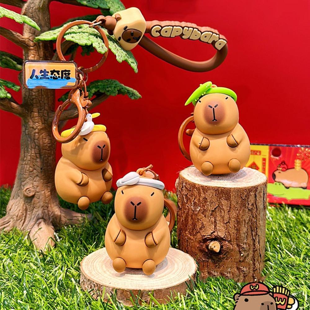 

Simulation Capybara PVC Pendant Anime Cartoon Keyring Capybara Keychain Kids Toy Fish