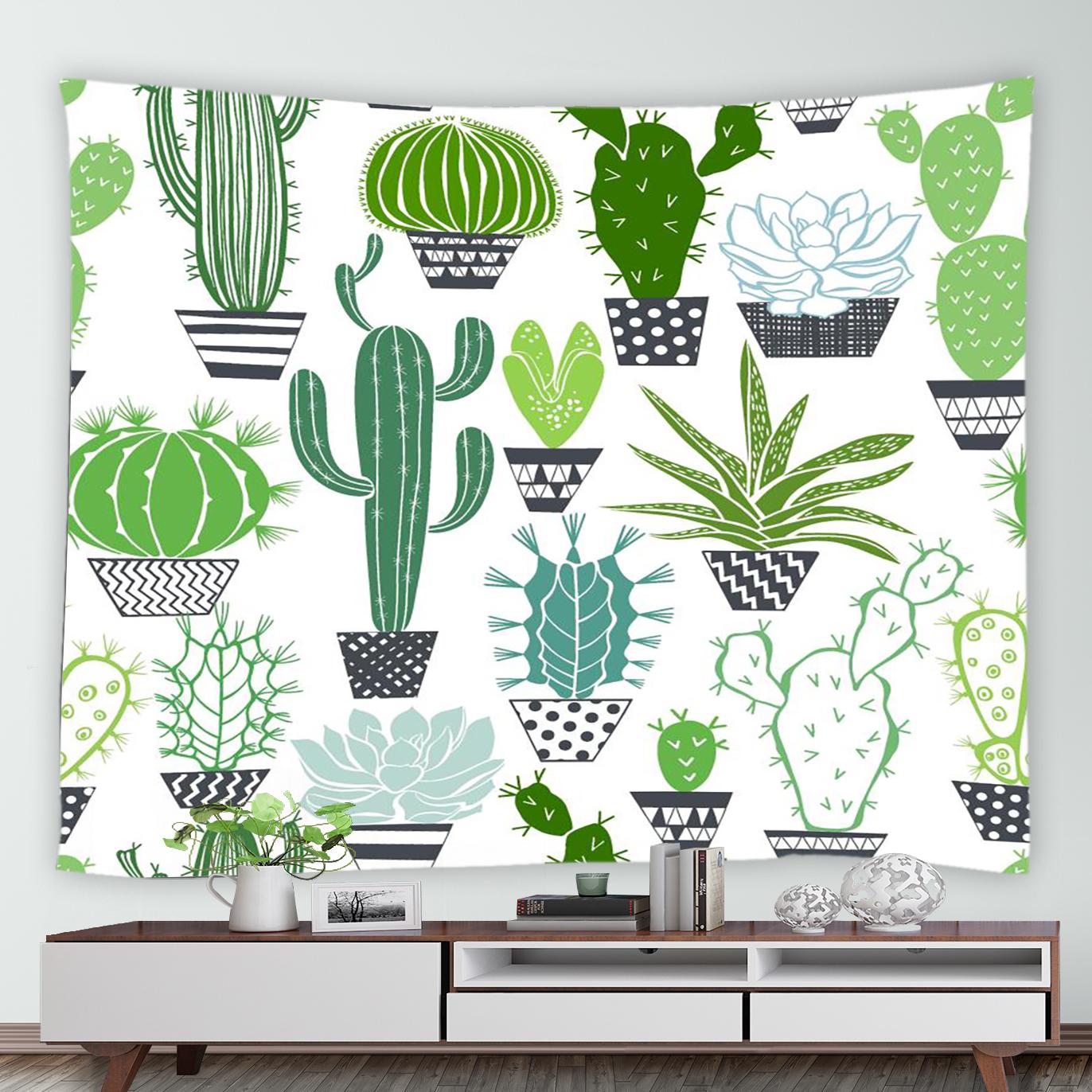 

Гобелен с тропическим кактусом и зеленым растительным принтом для дома, гостиной, спальни, Настенный декор, тканевый гобелен 100x75cm