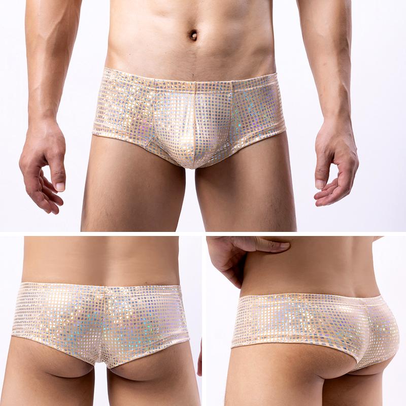 1Pc Polyester Sexy Mens Briefs Bikini Trunks Underpants U Pouch Underwear Sequins Boxer Shorts