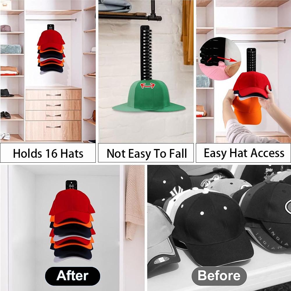 16Grids Hat Holder Baseball Cap Storage Hanger Multifunctional Display Holder Wall Mounted Cap Organization For Door Wall Closet