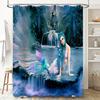 Mermaid Shower Curtain Fairy Tale Castle Fantasy Design Waterproof Fabric Custom Printed for Bathroom Decor Dark Blue Pink Green