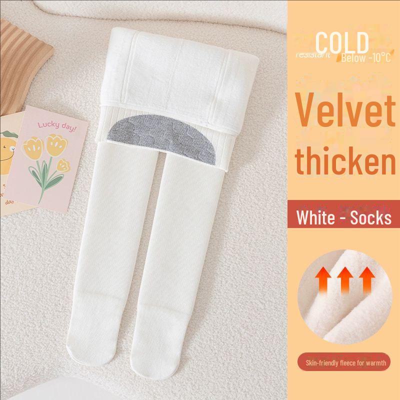 Mädchen Samt Verdickte Winter Leggings mit weißen Baumwoll-Vertikalstreifen