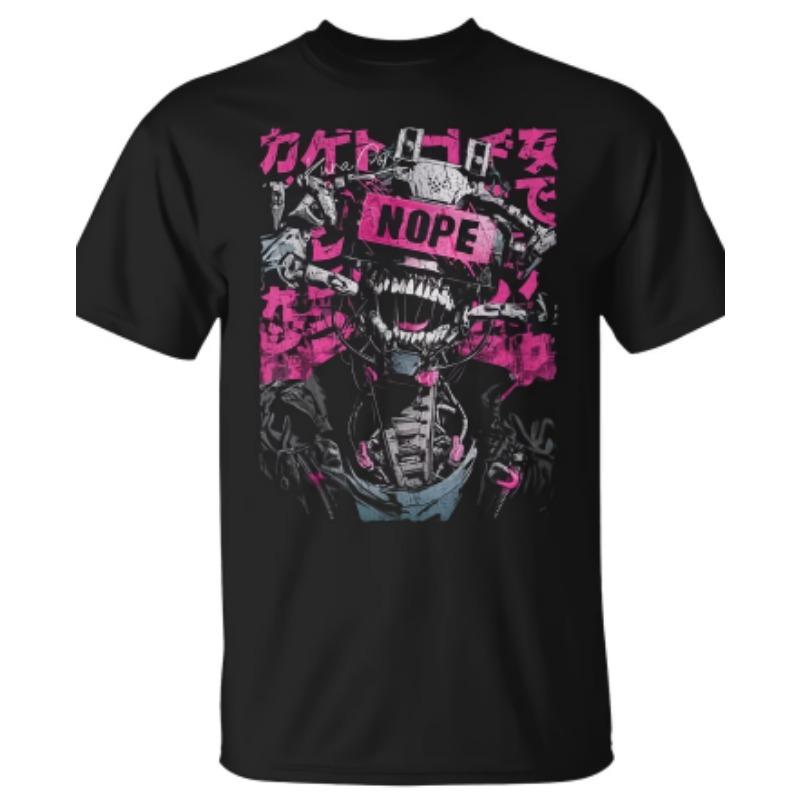 Men's Anime Print T-Shirt - Anime Character Print Crew Neck Short Sleeve Shirt, Machine Washable, Suitable for Anime Apparel and Party Outfits