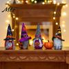 Handmade Felt Gnomes with Hats Halloween Plush Gnome Decoration, Spooky Witch Hat Swedish Tomte Elf Figurine, Soft Fabric Collectibles Mini