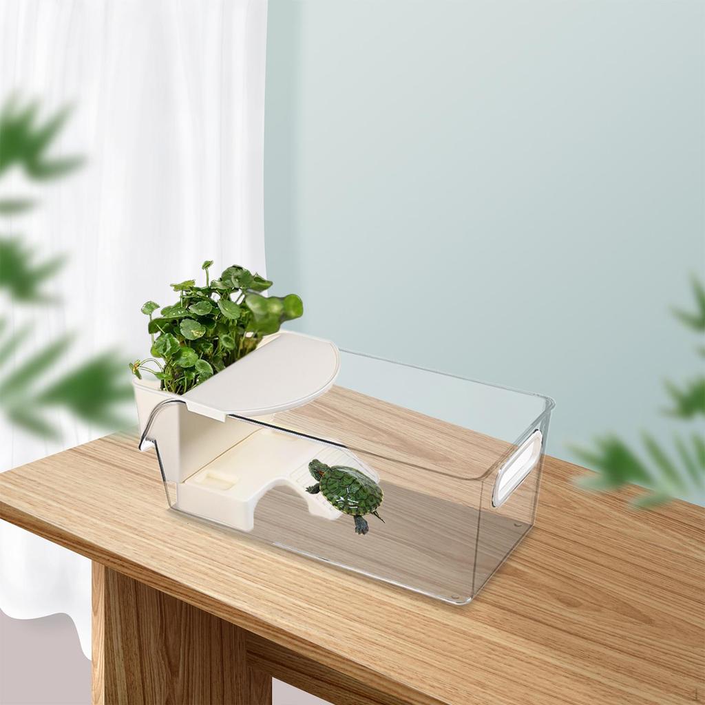 Schildkrötenbecken Aquarium Reptilienhabitat mit Sonnenplatz und Pflanzgefäß Stabile Aufzuchtbereich Zuchtbox