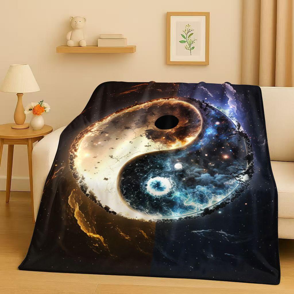 3D Yin Yang Chinese Tai Chi Eight Diagrams Natural Balance Art Flannel Blanket,Soft Plush Throw for Home Bedroom Bed Sofa Cover