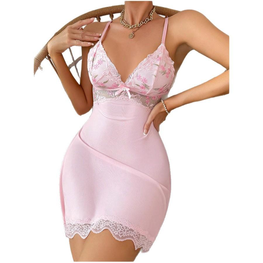 European and American new backless sexy suspender lace edge homewear nightdress sexy underwear set spot