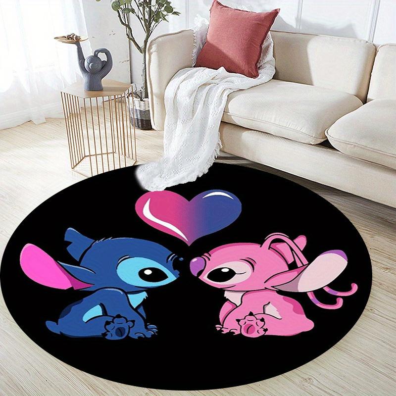 1pc Stitch Round Area Rug,Non Slip,Machine Washable Polyester Carpet for Living Room,Bedroom Decor