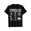 Men'S Funny Cricket Lover T-Shirt - Black With White Text - Things I Do In My Spare Time Graphic - Casual Cricket Player Tee For Matches, Practice,
