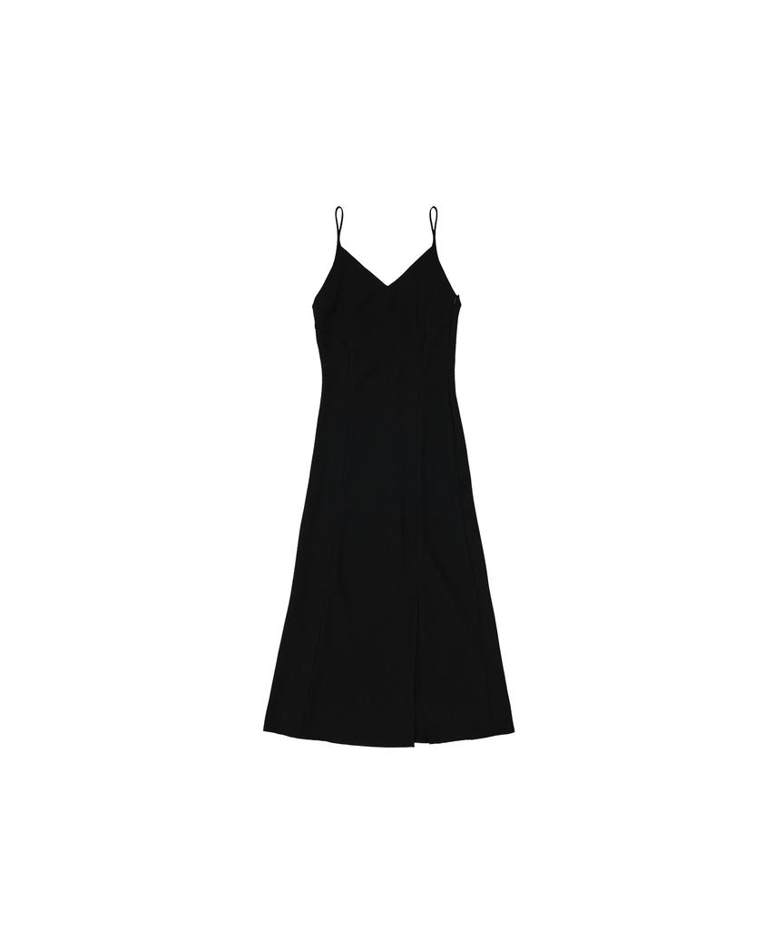 320SHOWROOM Feminine Line Sleeveless Slit Long Dress Black