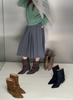 French temperament kitten and short boots temperament pointed pile boots suede thin heel thin boots medium boots