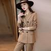 Women's Double-breasted Khaki Suit Set