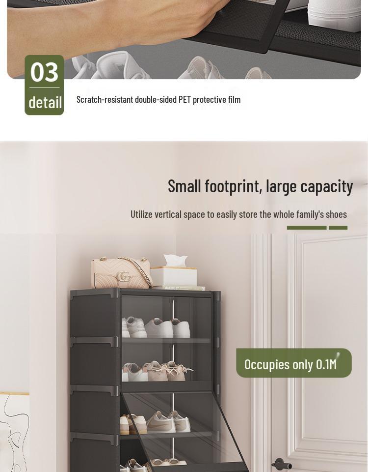 Sturdy Multi-layer Shoe Rack with Dustproof Transparent Shelves, Ideal for Home or Dorm.